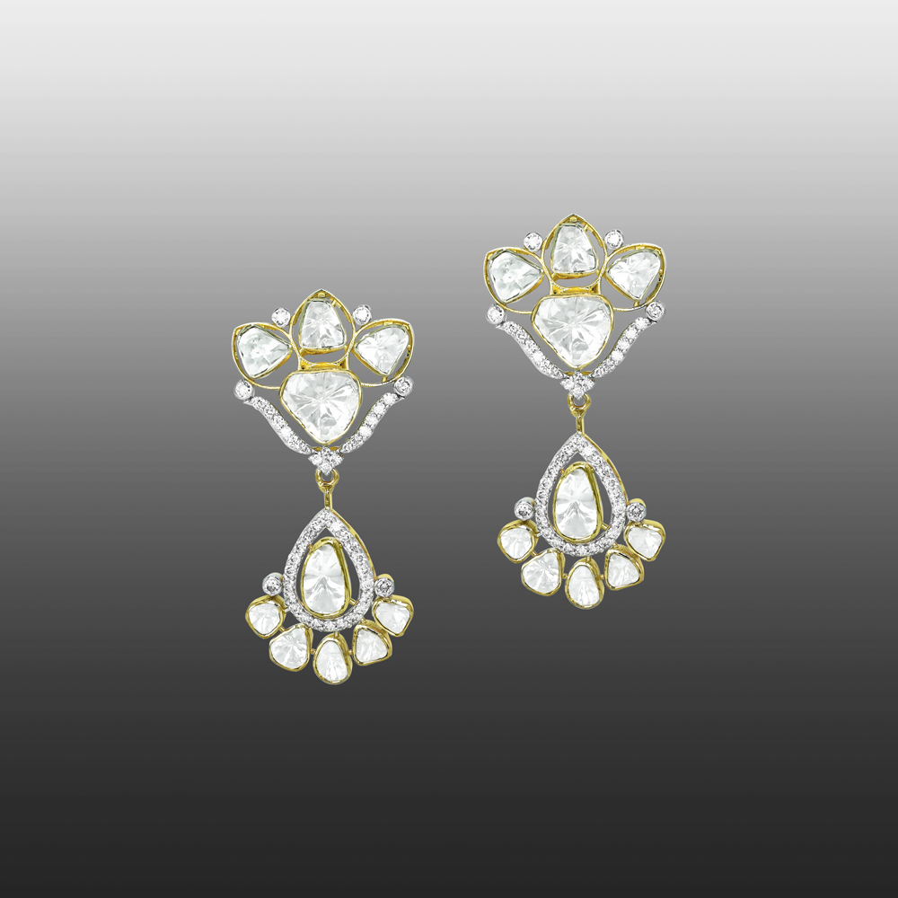 Floral Teardrop Polki Earrings